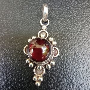 Vintage Rhodolite Garnet and sterling pendant